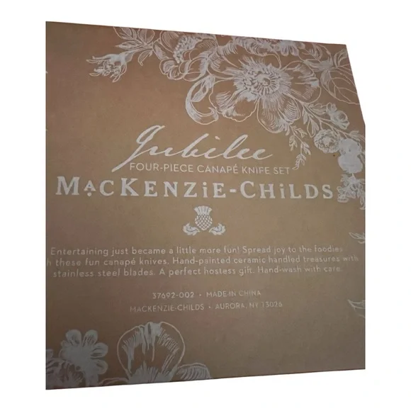 MacKenzie-Childs NIB whimsical, stainless and dolomite Jubilee Spreaders, Set/4 - Picture 8 of 9